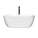 Wyndham Collection Soho 60 Inch Freestanding Bathtub in White with Shiny White Trim and Floor Mounted Faucet