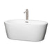 Wyndham Collection Mermaid 60 Inch Freestanding Bathtub in White with Floor Mounted Faucet, Drain and Overflow Trim