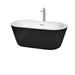 Wyndham Collection Mermaid 60 Inch Freestanding Bathtub in Black with White Interior with Floor Mounted Faucet, Drain and Overflow Trim