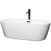 Wyndham Collection Mermaid 71 Inch Freestanding Bathtub in White with Floor Mounted Faucet, Drain and Overflow Trim