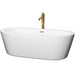 Wyndham Collection Mermaid 71 Inch Freestanding Bathtub in White with Polished Chrome Trim and Floor Mounted Faucet