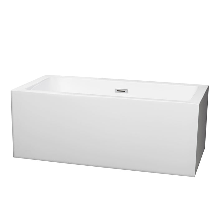 Wyndham Collection Melody 60 Inch Freestanding Bathtub in White, Overflow Trim