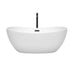 Wyndham Collection Rebecca 60 Inch Freestanding Bathtub in White with Floor Mounted Faucet, Drain and Overflow Trim