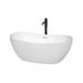 Wyndham Collection Rebecca 60 Inch Freestanding Bathtub in White with Shiny White Trim and Floor Mounted Faucet