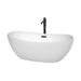 Wyndham Collection Rebecca 65 Inch Freestanding Bathtub in White with Floor Mounted Faucet, Drain and Overflow Trim