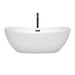 Wyndham Collection Rebecca 65 Inch Freestanding Bathtub in White with Floor Mounted Faucet, Drain and Overflow Trim