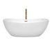 Wyndham Collection Rebecca 65 Inch Freestanding Bathtub in White with Polished Chrome Trim and Floor Mounted Faucet