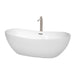 Wyndham Collection Rebecca 70 Inch Freestanding Bathtub in White with Floor Mounted Faucet, Drain and Overflow Trim