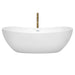 Wyndham Collection Rebecca 70 Inch Freestanding Bathtub in White with Shiny White Trim and Floor Mounted Faucet