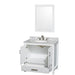 Wyndham Collection Sheffield 36 Inch Single Bathroom Vanity in White, White Carrara Marble Countertop, Undermount Oval Sink