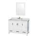 Wyndham Collection Sheffield 48 Inch Single Bathroom Vanity in White, White Carrara Marble Countertop, Undermount Oval Sink