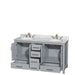 Wyndham Collection Sheffield 60 Inch Double Bathroom Vanity in Gray, White Carrara Marble Countertop, Undermount Oval Sinks