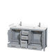 Wyndham Collection Sheffield 60 Inch Double Bathroom Vanity in Gray, Undermount Square Sinks