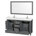 Wyndham Collection Sheffield 60 Inch Double Bathroom Vanity in Dark Gray, Carrara Cultured Marble Countertop, Undermount Square Sinks