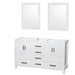 Wyndham Collection Sheffield 60 Inch Double Bathroom Vanity in White, No Countertop, No Sinks