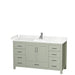 Wyndham Collection Sheffield 60 inch Single Bathroom Vanity in Light Green, Carrara Cultured Marble Countertop, Undermount Square Sink, Brushed Nickel Trim