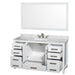 Wyndham Collection Sheffield 60 Inch Single Bathroom Vanity in White, White Carrara Marble Countertop, Undermount 3-Hole Square Sink, 58 Inch Mirror WCS141460SWHCMUS3M58