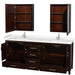 Wyndham Collection Sheffield 80 Inch Double Bathroom Vanity in Espresso, Carrara Cultured Marble Countertop, Undermount Square Sinks