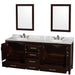 Wyndham Collection Sheffield 80 Inch Double Bathroom Vanity in Espresso, White Carrara Marble Countertop