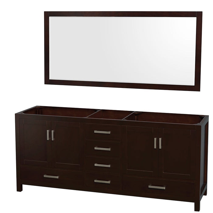 Wyndham Collection Sheffield 80 Inch Double Bathroom Vanity in Espresso, No Countertop, No Sinks