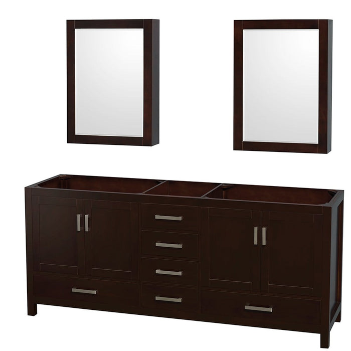 Wyndham Collection Sheffield 80 Inch Double Bathroom Vanity in Espresso, No Countertop, No Sinks