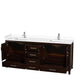 Wyndham Collection Sheffield 80 Inch Double Bathroom Vanity in Espresso, White Cultured Marble Countertop, Undermount Square Sinks