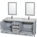 Wyndham Collection Sheffield 80 Inch Double Bathroom Vanity in Gray, Undermount Square Sinks