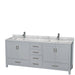 Wyndham Collection Sheffield 80 Inch Double Bathroom Vanity in Gray, Undermount Square Sinks