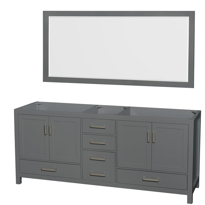 Wyndham Collection Sheffield 80 Inch Double Bathroom Vanity in Dark Gray, No Countertop, No Sink