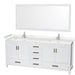 Wyndham Collection Sheffield 80 Inch Double Bathroom Vanity in White, Carrara Cultured Marble Countertop, Undermount Square Sinks