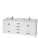 Wyndham Collection Sheffield 80 Inch Double Bathroom Vanity in White, White Carrara Marble Countertop