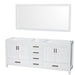 Wyndham Collection Sheffield 80 Inch Double Bathroom Vanity in White, No Countertop, No Sinks