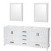 Wyndham Collection Sheffield 80 Inch Double Bathroom Vanity in White, No Countertop, No Sinks