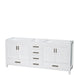 Wyndham Collection Sheffield 80 Inch Double Bathroom Vanity in White, White Carrara Marble Countertop