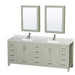 Wyndham Collection Sheffield 84 inch Double Bathroom Vanity in Light Green, Undermount Square Sinks, Brushed Nickel Trim