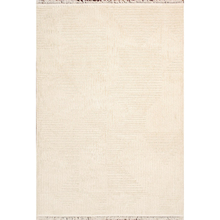 Pasargad Home Sutton Luxury Power Loom Striped Area Rug- 5' 1" X 8' 0", Ivory pmf-551iv 5x8