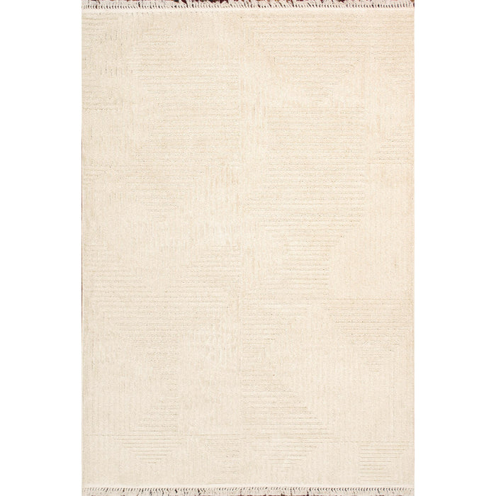 Pasargad Home Sutton Luxury Power Loom Striped Area Rug- 4' 0" X 6' 0", Ivory pmf-551iv 4x6
