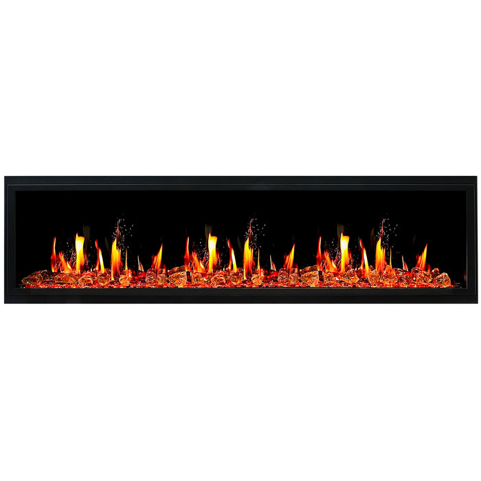 Litedeer Homes Latitude 75" Smart Built-in Electric Fireplace with Wifi, Fireplace App, HD LED Screen, Crackling Fire Sounds, 5 Unique Realistic Flame with Crystal Stone and Remote Included- Amber Glass Crackling Sounds - ZEF75VA