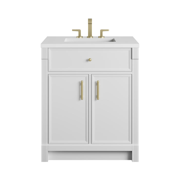 Bellshire 30" Single Vanity, Bright White w/ 3 CM White Zeus Silestone Top
