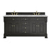 Brookfield 72" Double Vanity, Black Onyx w/3 CM Carrara White Marble Top