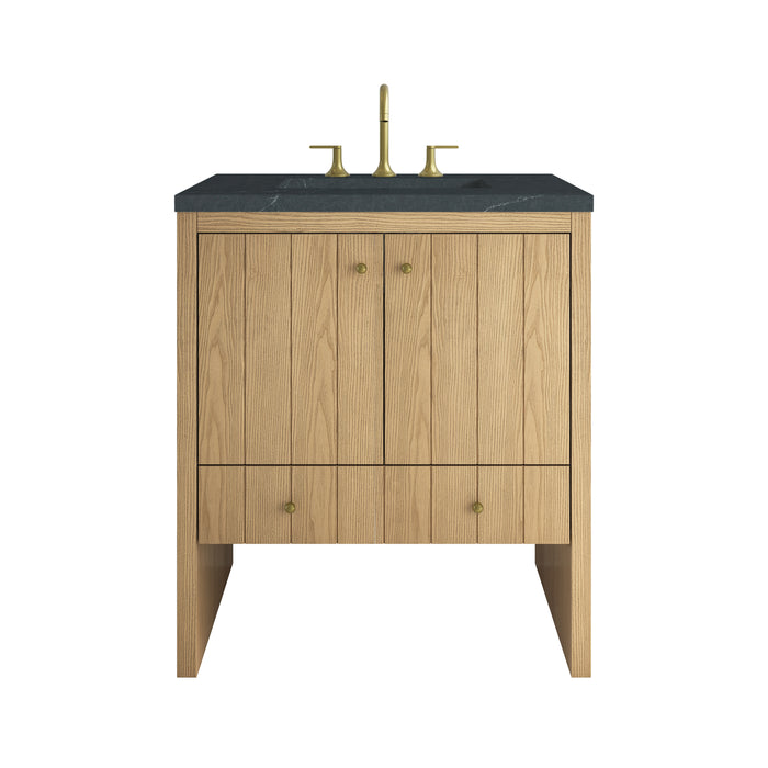Hudson 30" Single Vanity, Light Natural Oak w/ 3 CM Charcoal Soapstone Silestone Top