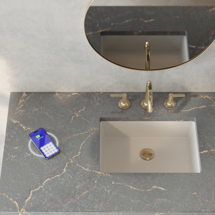 Breckenridge 48" Single Vanity, Whitewashed Oak, w/ 3 CM Tajnar Eclos Top w/FreePower Wireless Charger