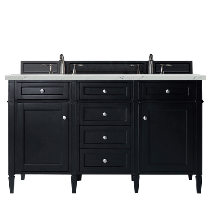 Brittany 60" Double Vanity, Black Onyx w/ 3 CM Ethereal Noctis Silestone Top