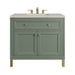 Chicago 36" Single Vanity, Smokey Celadon, w/ 3 CM Siberian Silestone Top