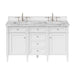 Brittany 60" Double Vanity, Victory Blue w/ 3 CM Eternal Jasmine Pearl Silestone Top