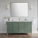 James Martin Chicago 60" Single Bathroom Vanity in Smokey Celadon, shown in a bathroom setting