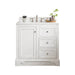 De Soto 36" Single Vanity, Bright White w/ 3 CM Eternal Jasmine Pearl Silestone Top