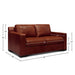 GTR Santiago 100% Top Grain Leather Mid-century Loveseat, Russet Brown