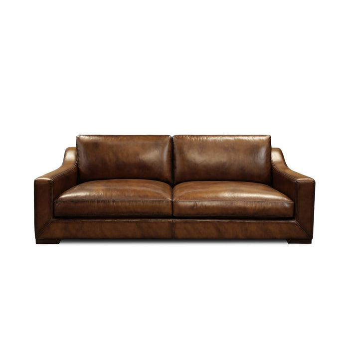 GTR Ramba 100% Top Grain Leather Contemporary 3-Seater Sofa with Deep Seat