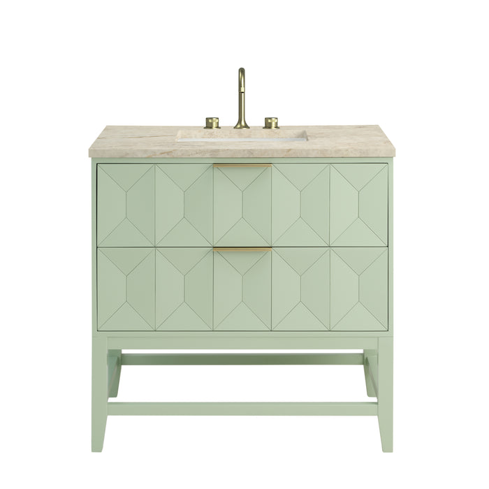 Emmeline 36" Single Vanity, Pistachio, w/ 3 CM Tajnar Eclos Top